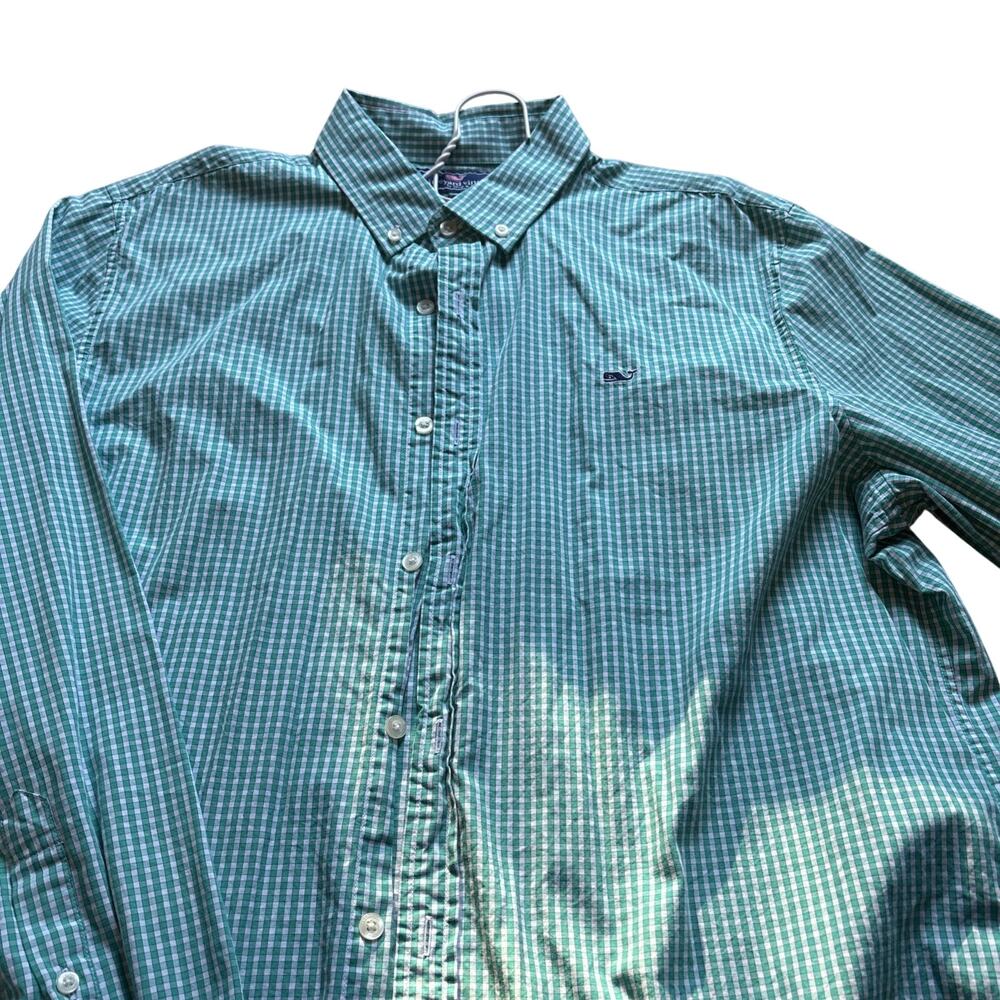 Vineyard Vines Green Checkered Button Down Shirt XL Cotton